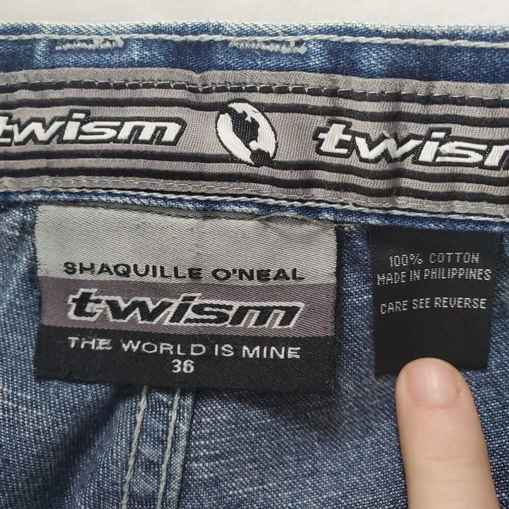 36 (38x33) Shaquille O'Neal Twism Baggy Hip Hop Men's Jeans Denim Y2K Skater